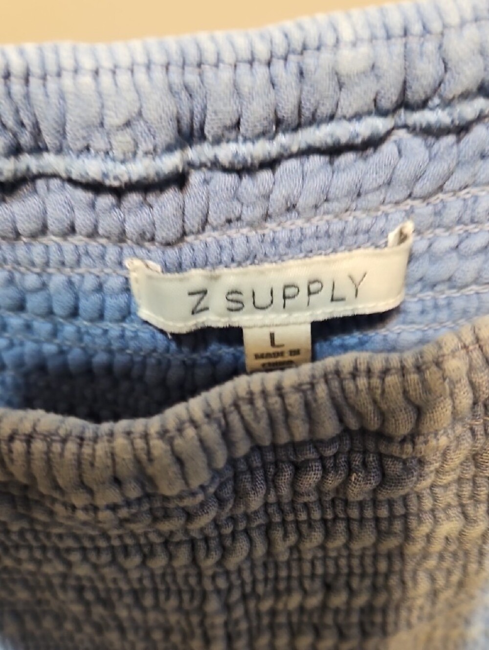 Z Supply Light Blue Smocked Wide-Leg Jumpsuit - Picture 8 of 9